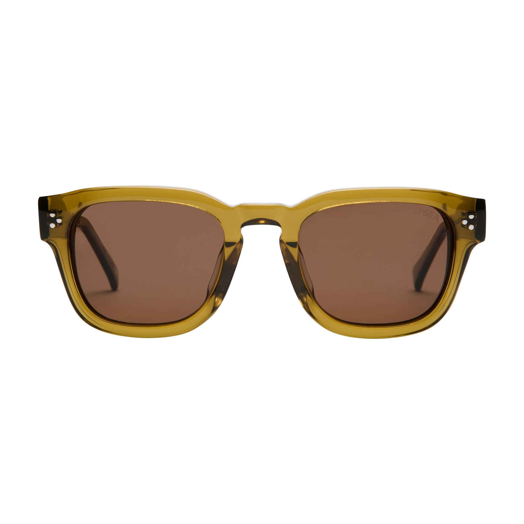 Sunglasses with a brown frame and lenses on a white background.
TORT / BROWN POLARIZED LENS