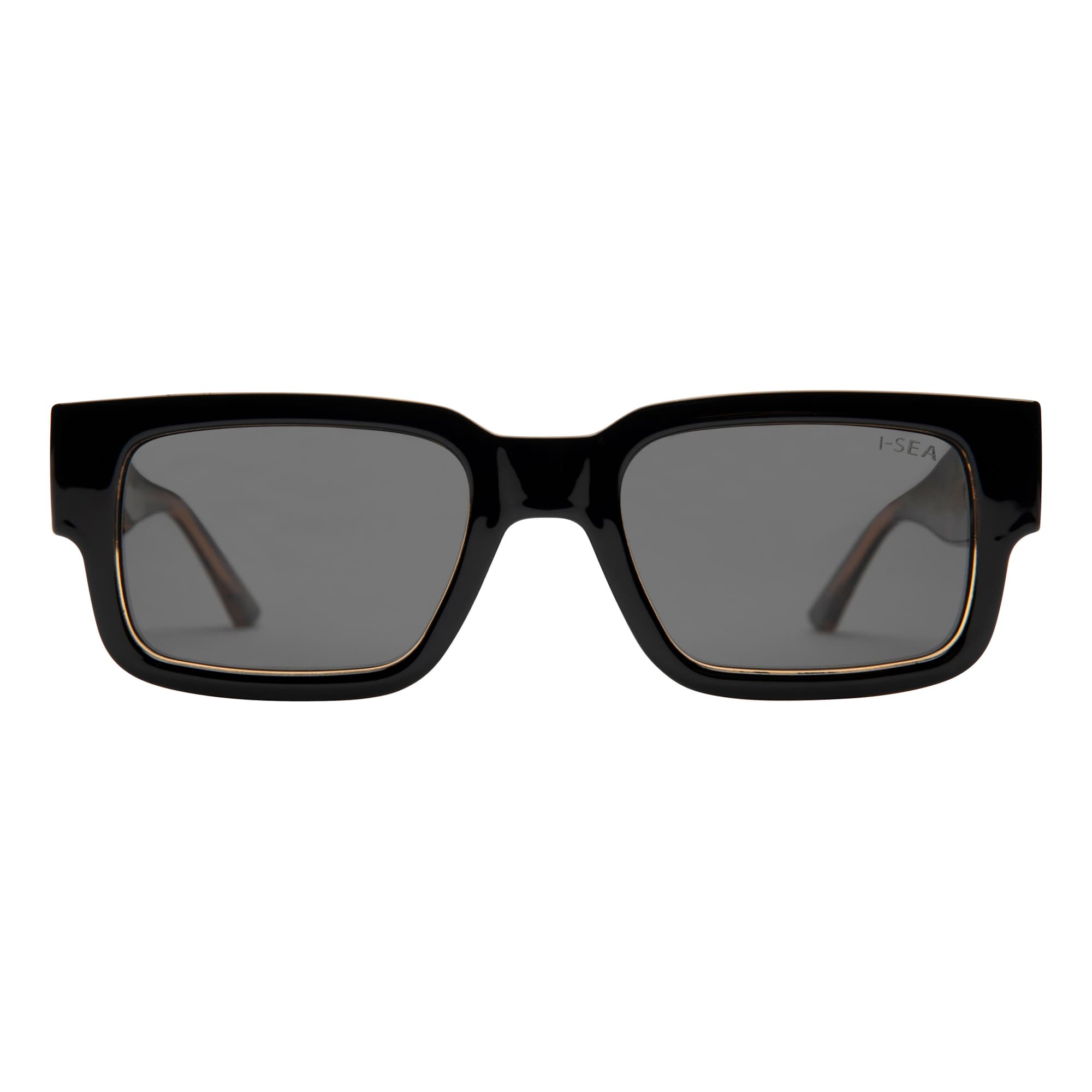 Black sunglasses with dark lenses on a white background.
BLACK LEOPARD / SMOKE POLARIZED LENS