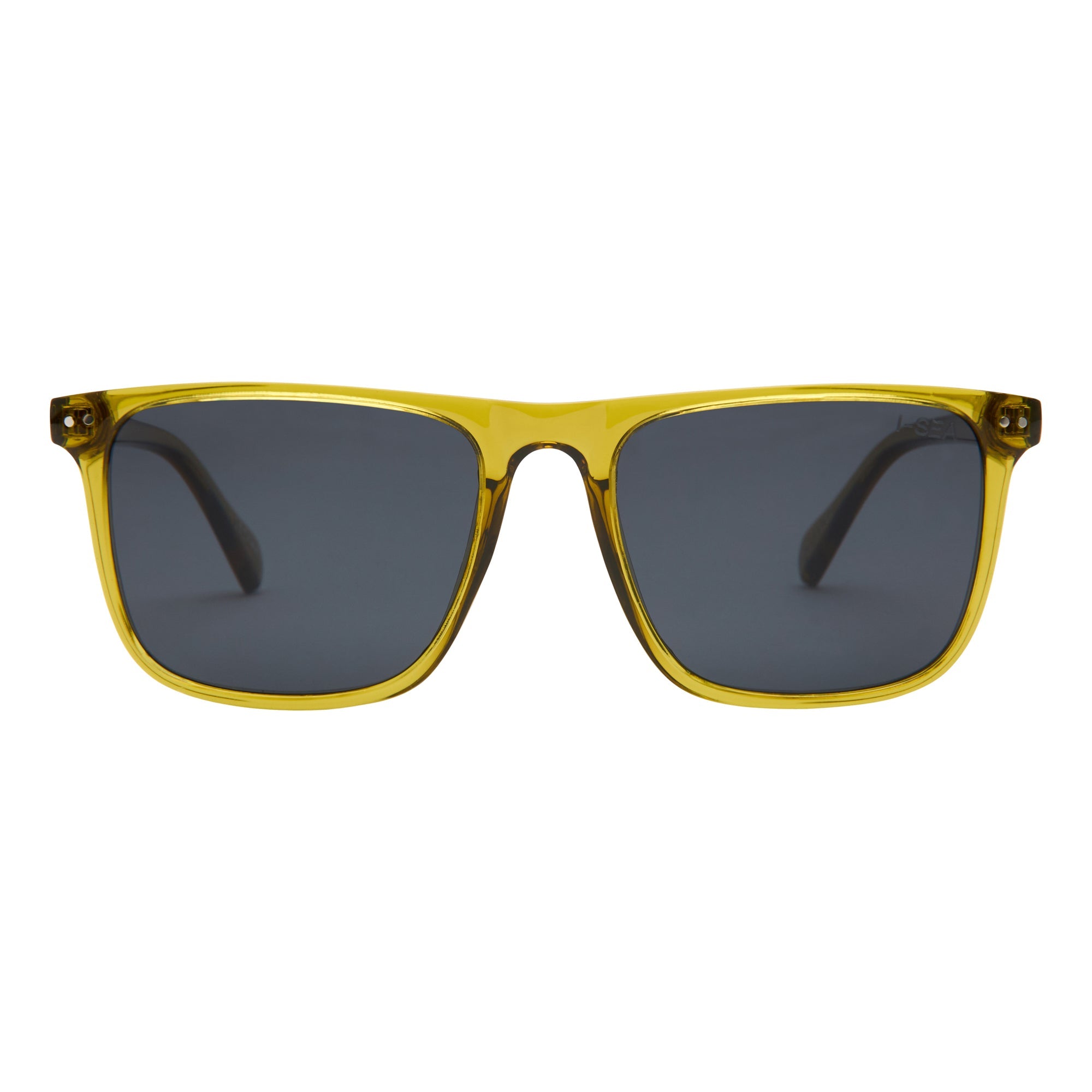 Yellow sunglasses with dark lenses on a white background.
OLIVE / SMOKE POLARIZED LENS