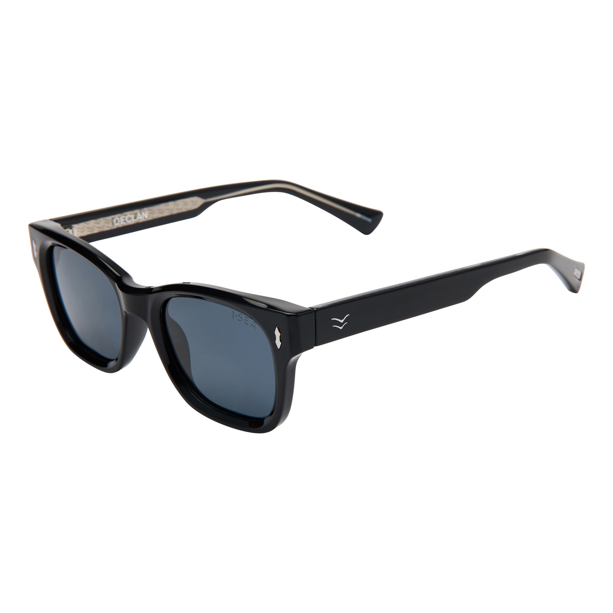 Black sunglasses with a brand logo on a white background.
BLACK / SMOKE POLARIZED LENS