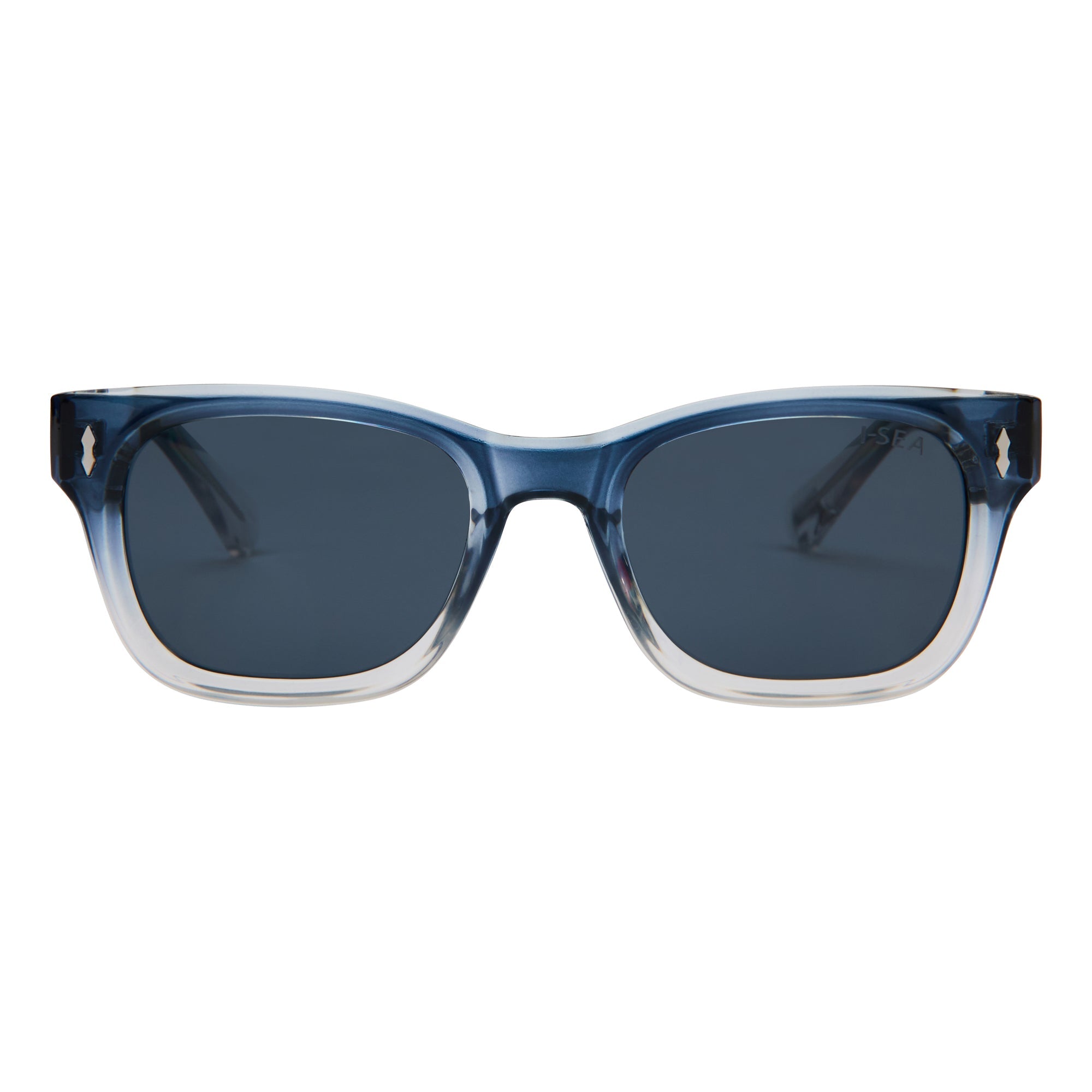 Blue sunglasses with a gradient effect on a white background.
OCEAN / SMOKE POLARIZED LENS