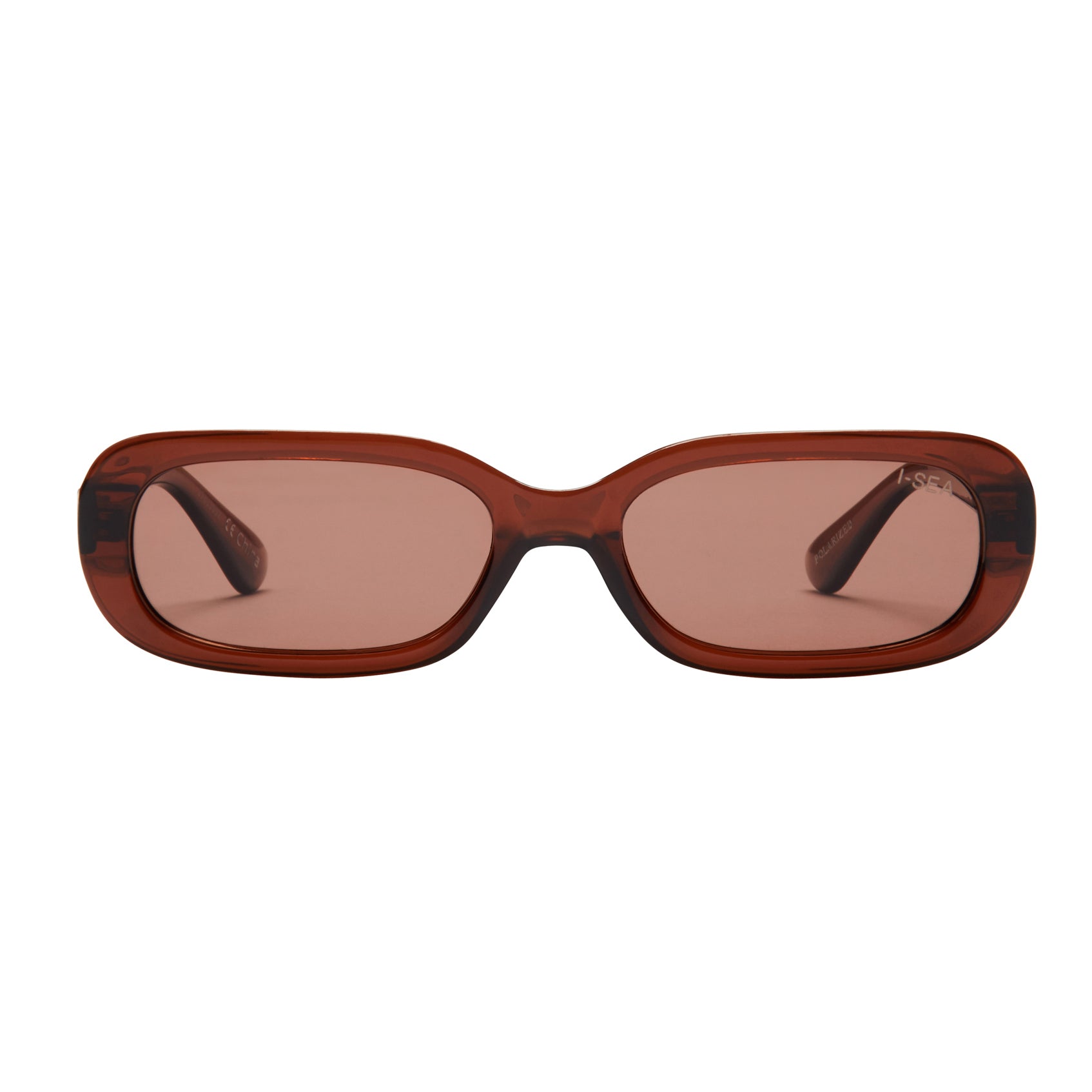 Sunglasses with brown frame and lenses on a white background.
TAUPE / TAUPE POLARIZED LENS