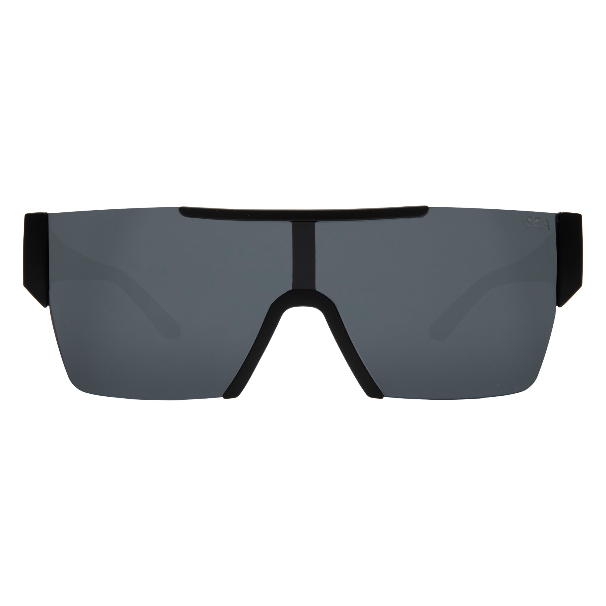 Black sunglasses with a wide frame on a white background.
BLACK / SMOKE POLARIZED LENS