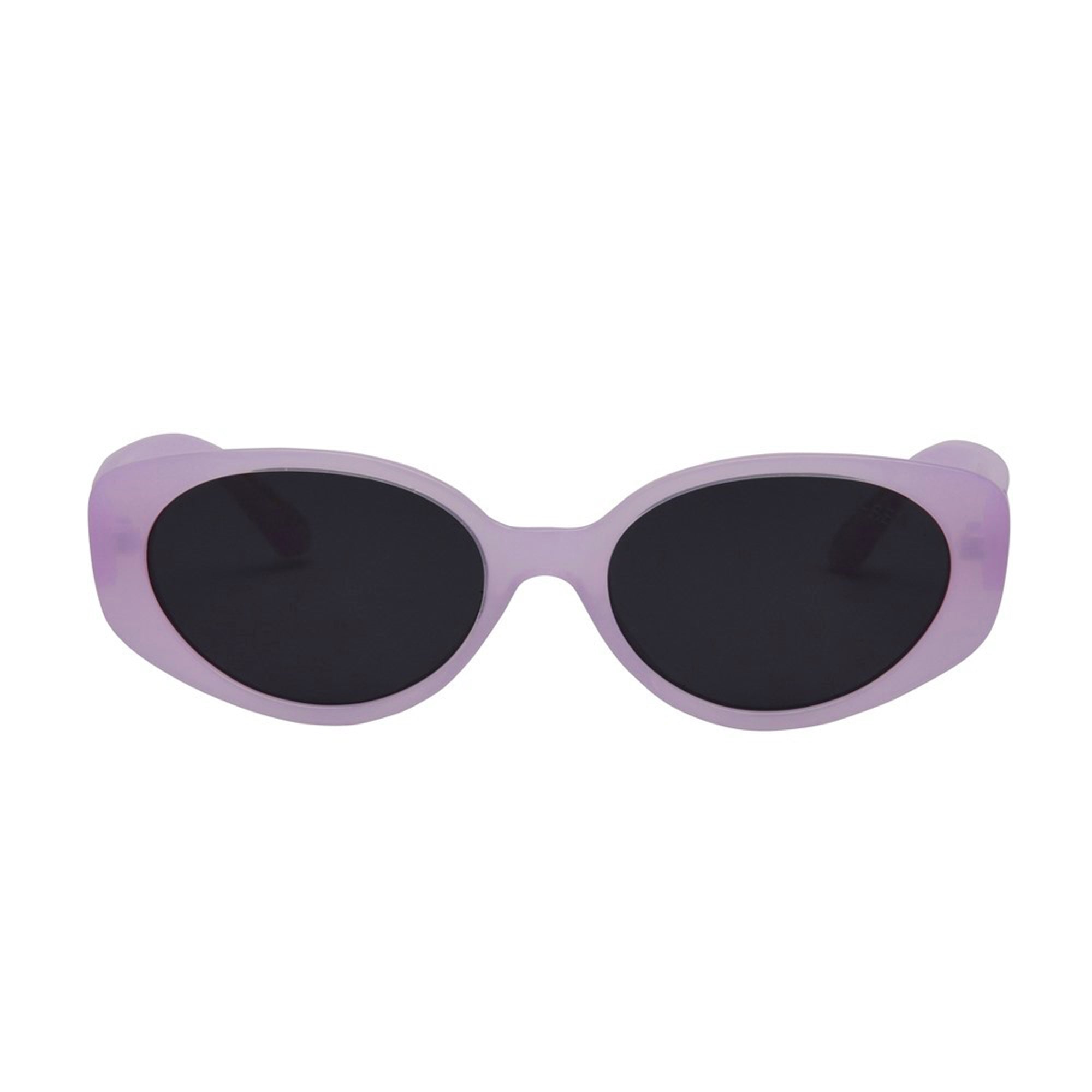 Purple sunglasses with black lenses on a white background.
ORCHID / SMOKE POLARIZED LENS