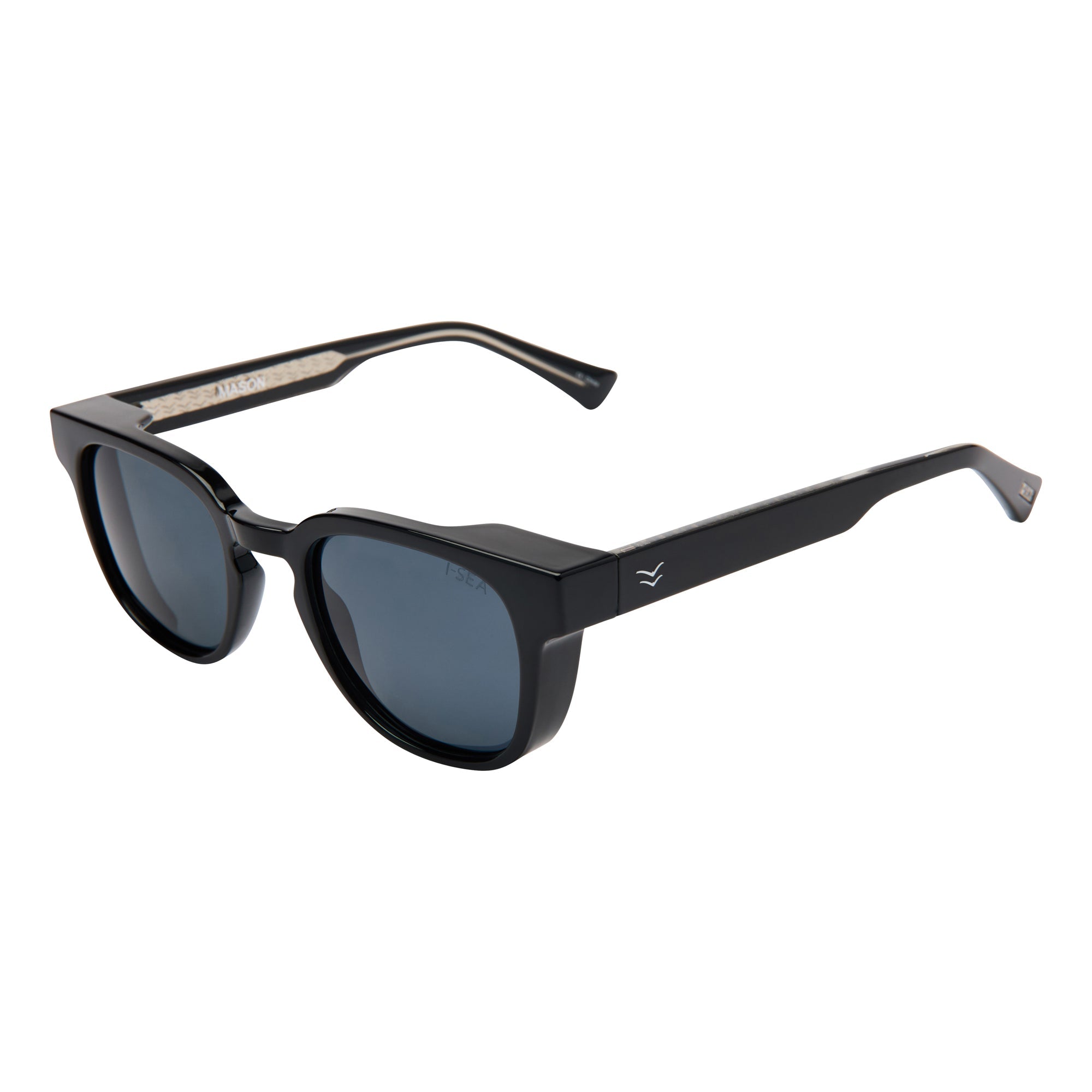 Black sunglasses with dark lenses on a white background.
BLACK / SMOKE POLARIZED LENS