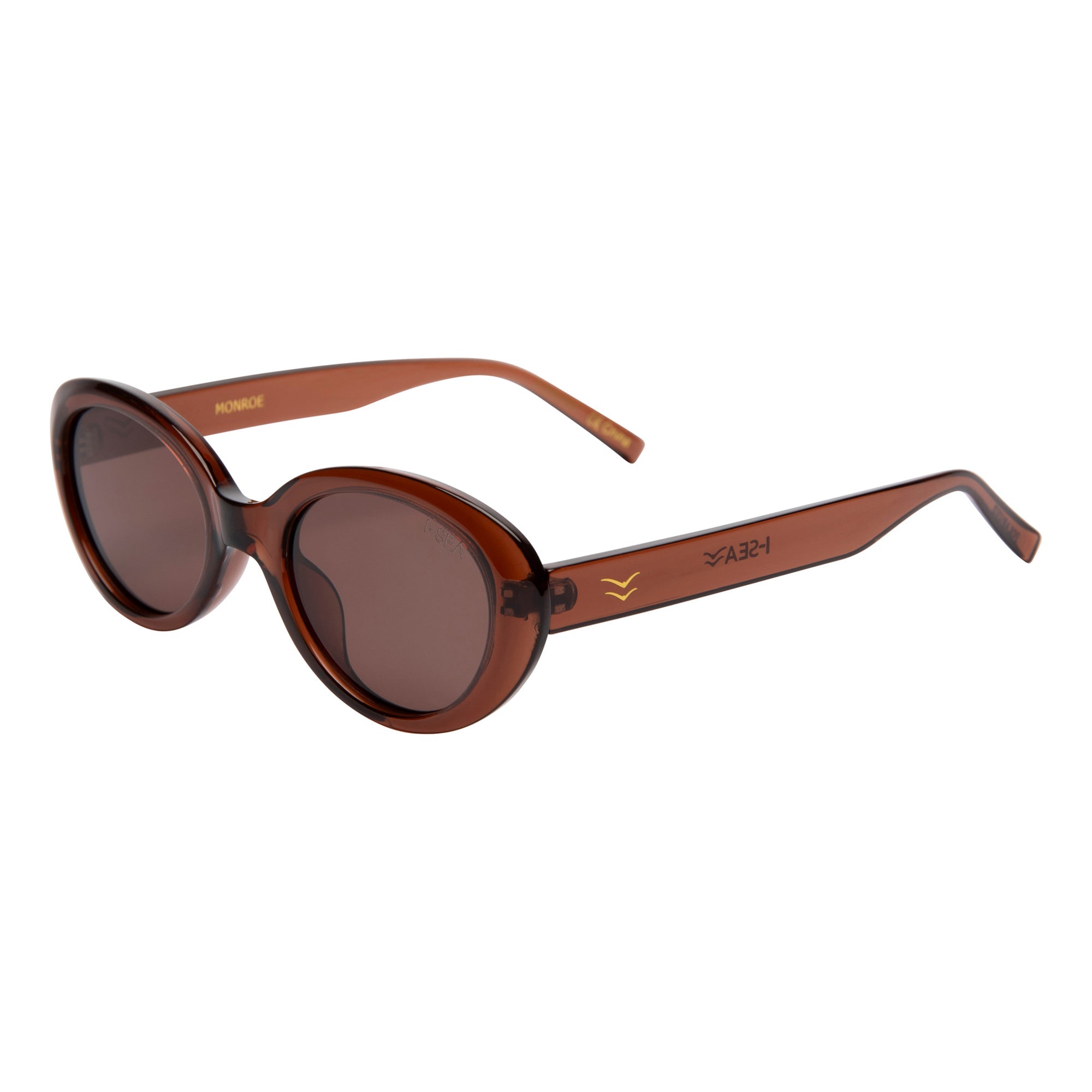 Brown sunglasses with a brand logo on a white background.
TAUPE / TAUPE POLARIZED LENS