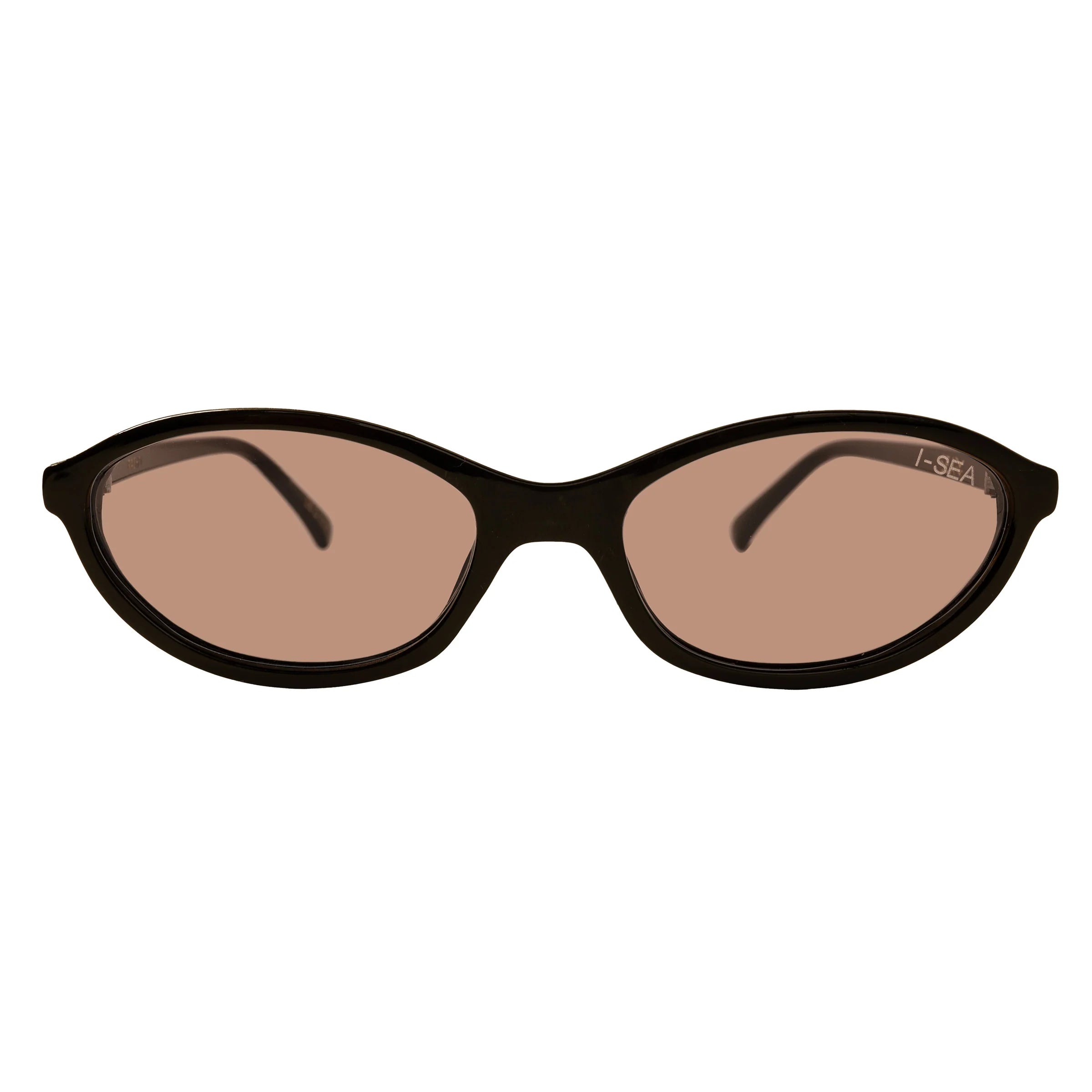 Black sunglasses with brown lenses on a white background.
BLACK / COCOA POLARIZED LENS