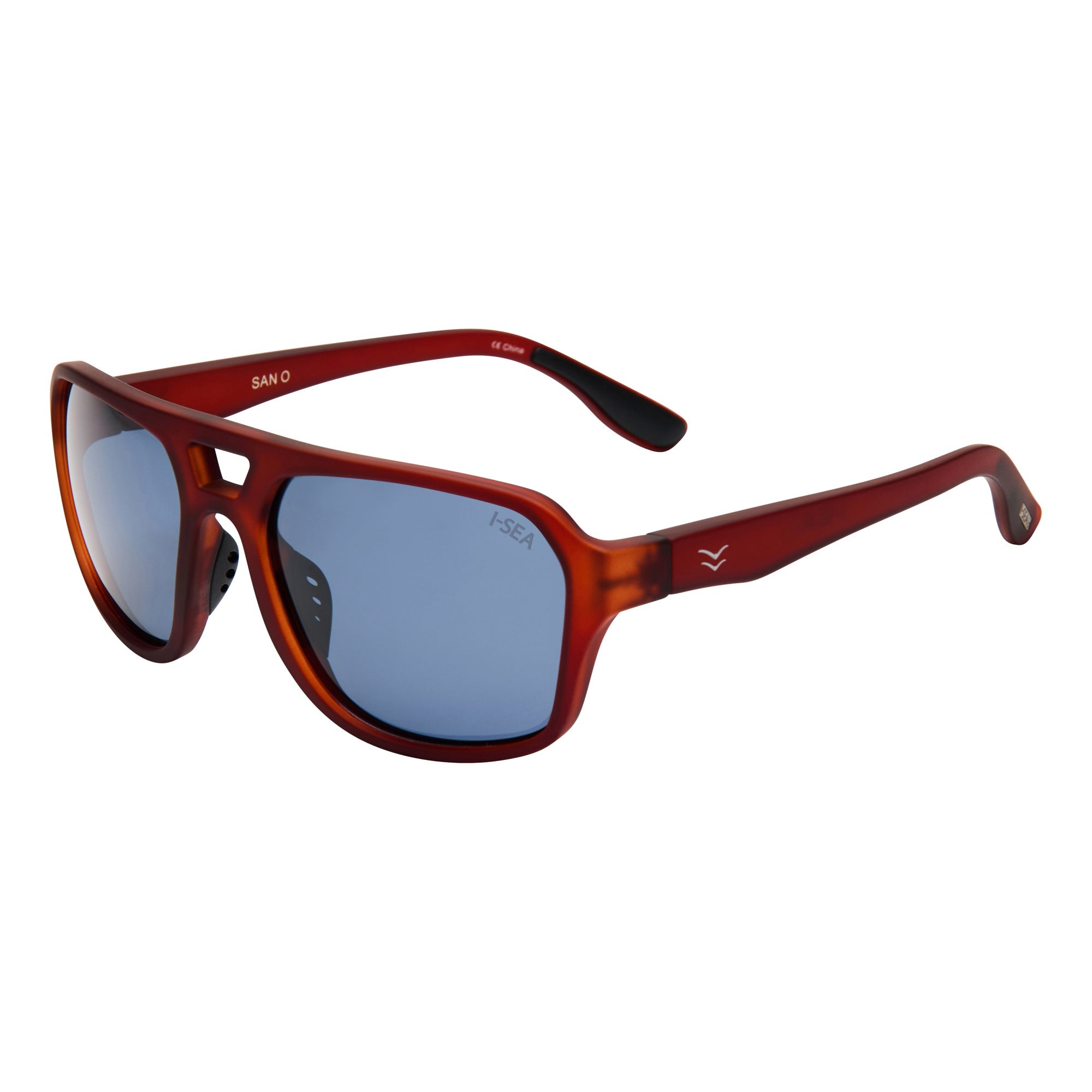 Sunglasses with tortoiseshell frame and blue lenses on a white background.
COLA / NAVY POLARIZED LENS