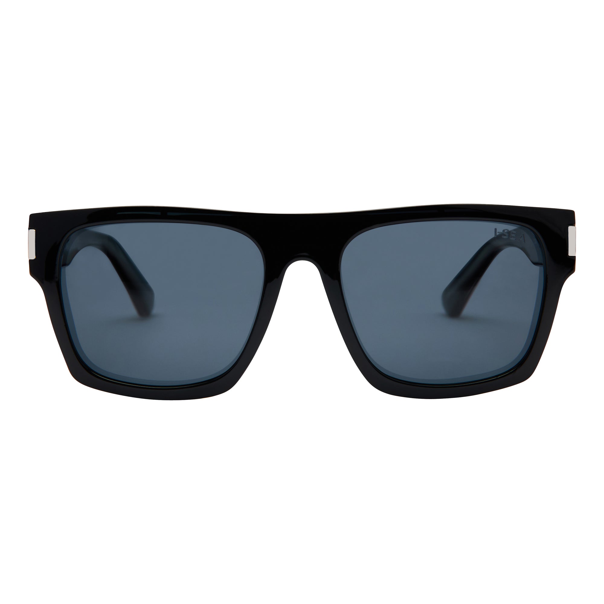 Black sunglasses with dark lenses on a white background.
BLACK / SMOKE POLARIZED LENS