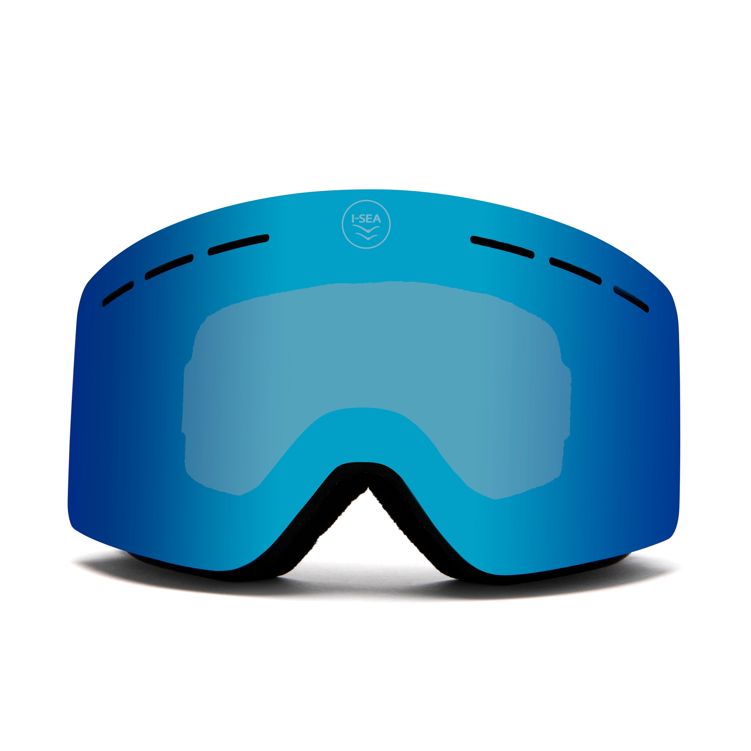 Blue goggles with a black frame on a white background.
BLACK / BLUE