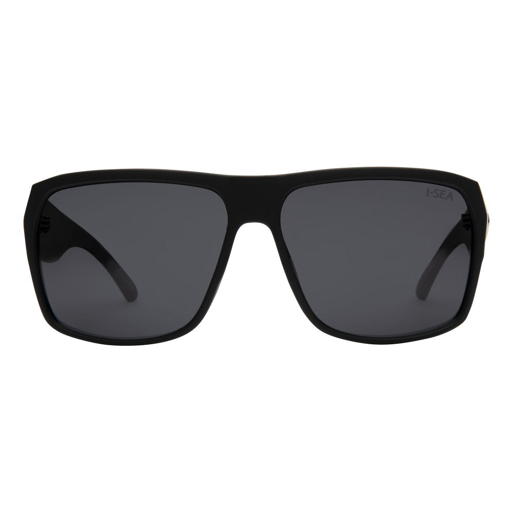 Black sunglasses with dark lenses on a white background.
SOFT BLACK / SMOKE POLARIZED LENS