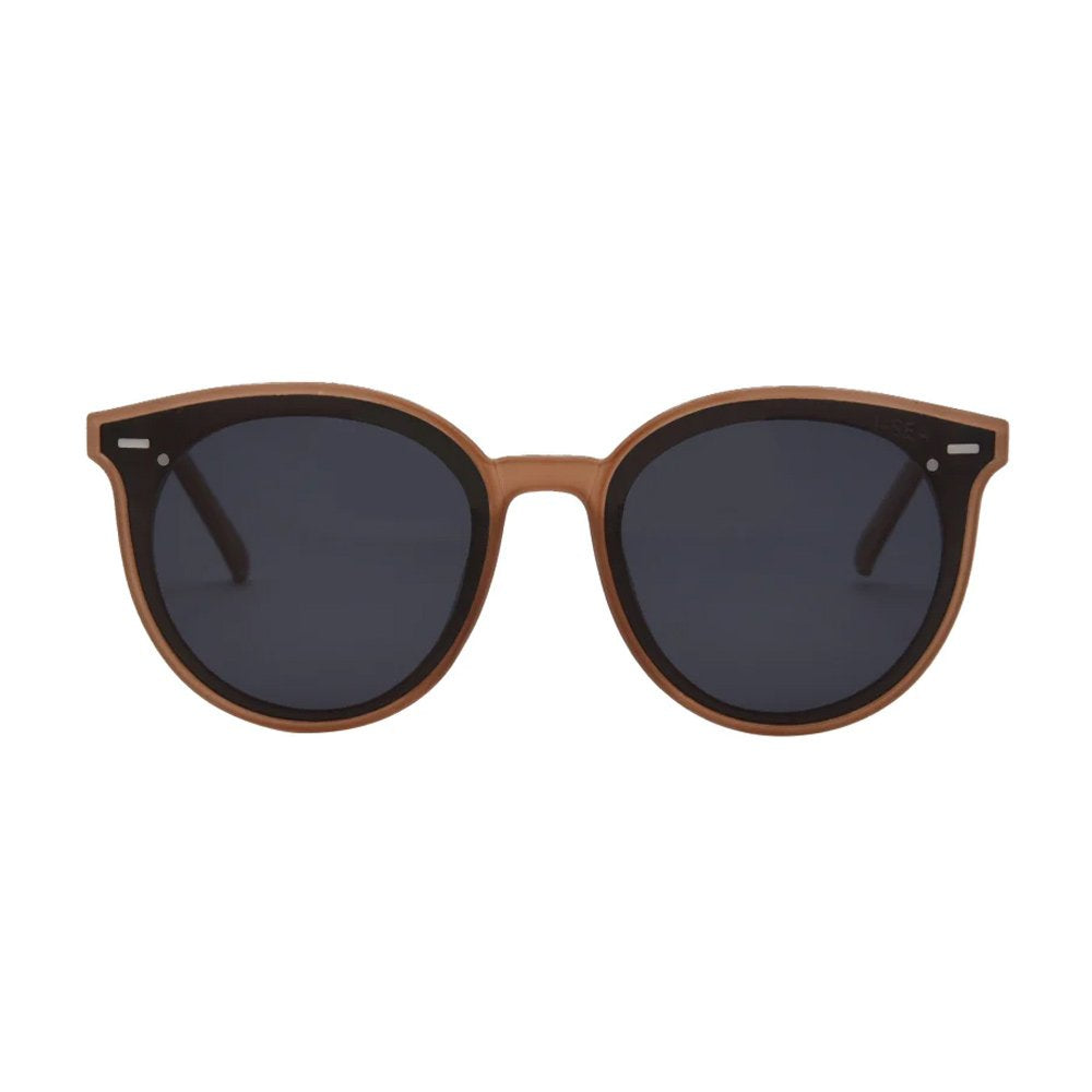 Sunglasses with brown frame and dark lenses on a white background.
Taupe / Smoke Polarized