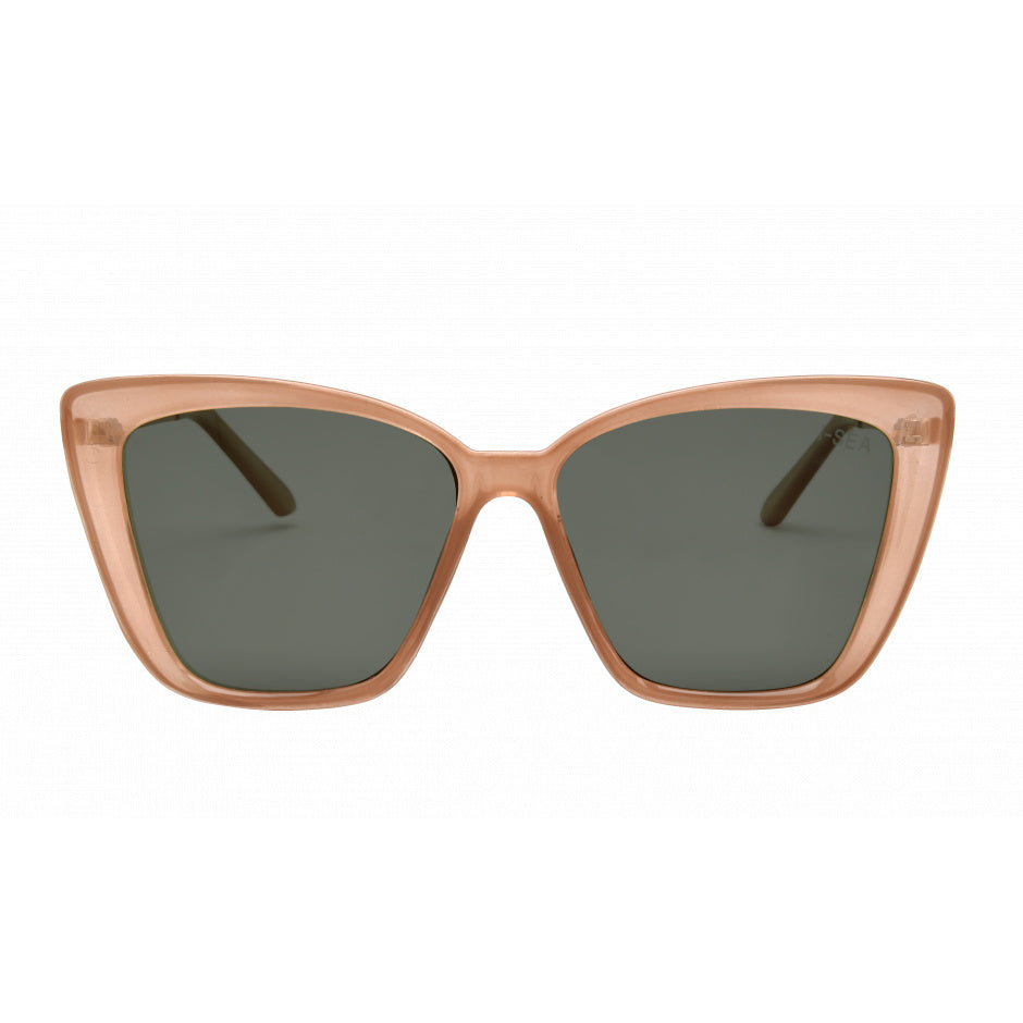 Sunglasses with brown frame and dark lenses on a white background.
Tan / Green G15 Polarized