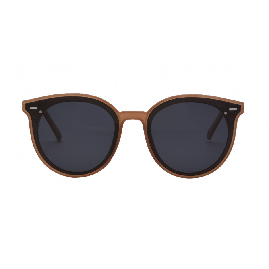 Sunglasses with brown frame and dark lenses on a white background.
Taupe / Smoke Polarized