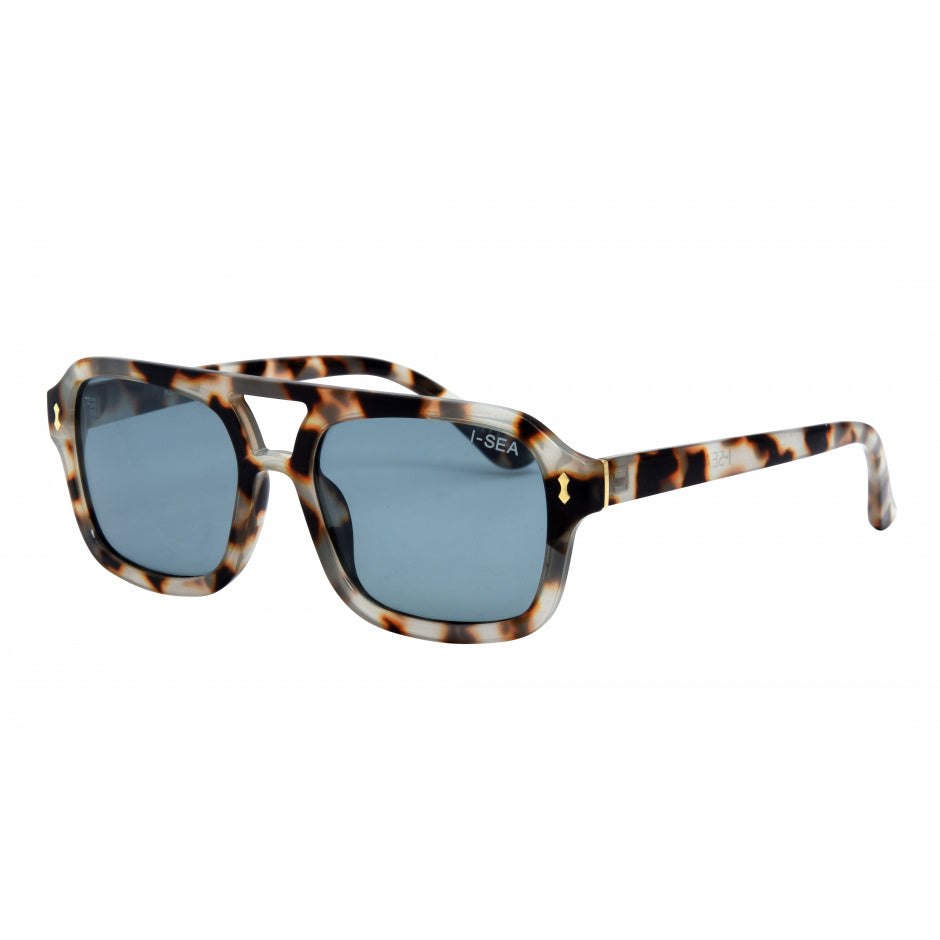 Sunglasses with tortoiseshell frame and blue lenses on a white background.
SNOW TORT / NAVY POLARIZED LENS