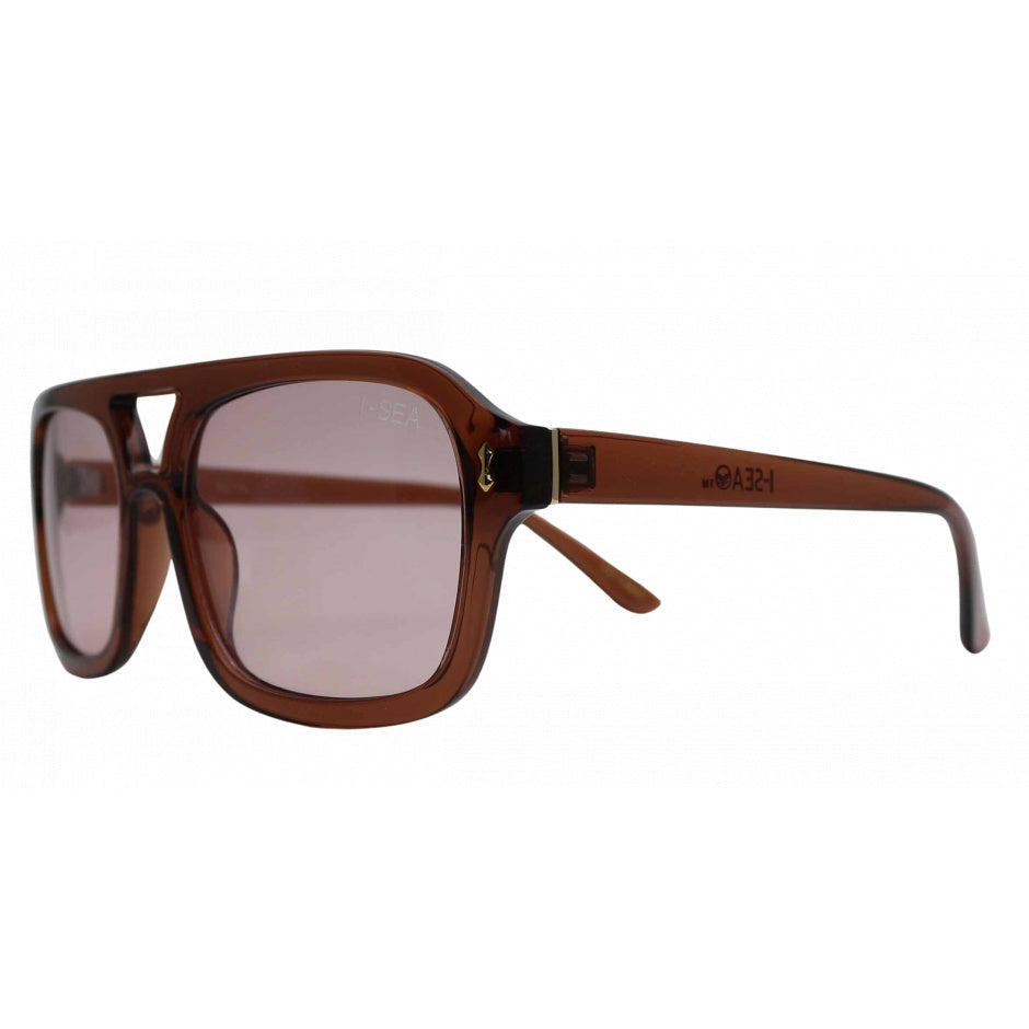 Brown sunglasses with a clear background.
TAUPE / BROWN POLARIZED LENS