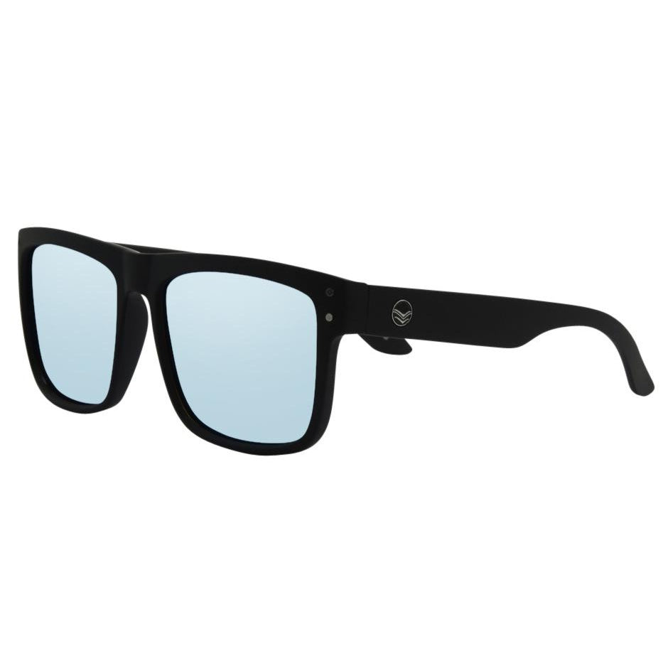 Black sunglasses with blue lenses on a white background.
BLACK SOFT TOUCH RUBBER / BLUE MIRROR POLARIZED