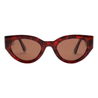 Sunglasses with tortoiseshell frame and brown lenses on a white background.
HAVANA TORT / BROWN POLARIZED LENS