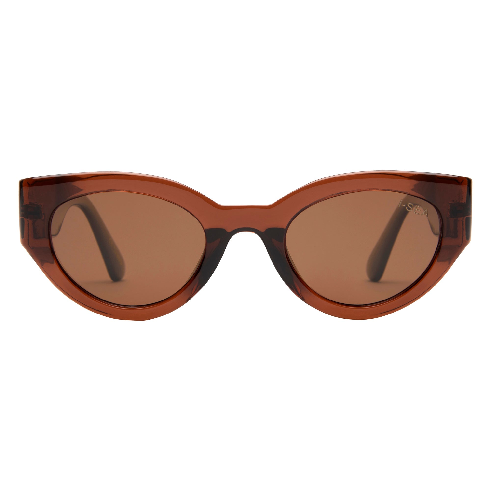 Brown sunglasses with a tortoiseshell frame on a white background.
TAUPE / BROWN POLARIZED LENS