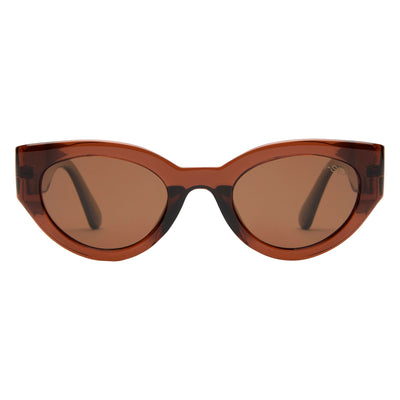 Brown sunglasses with a tortoiseshell frame on a white background.
TAUPE / BROWN POLARIZED LENS