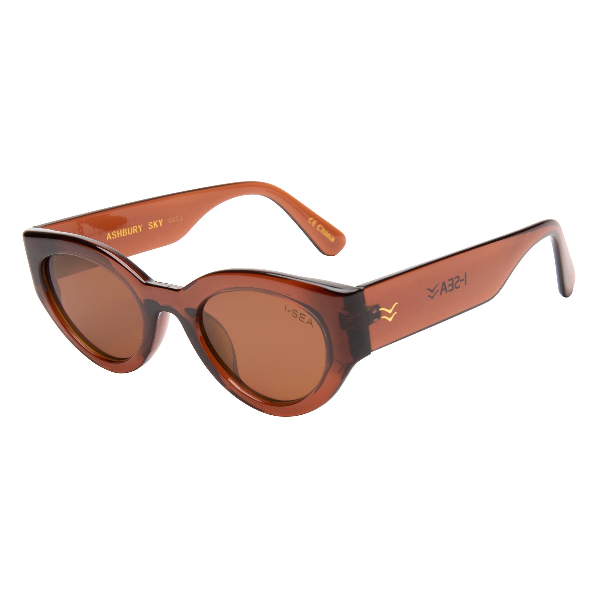 Brown sunglasses with a visible brand logo on a white background.
TAUPE / BROWN POLARIZED LENS