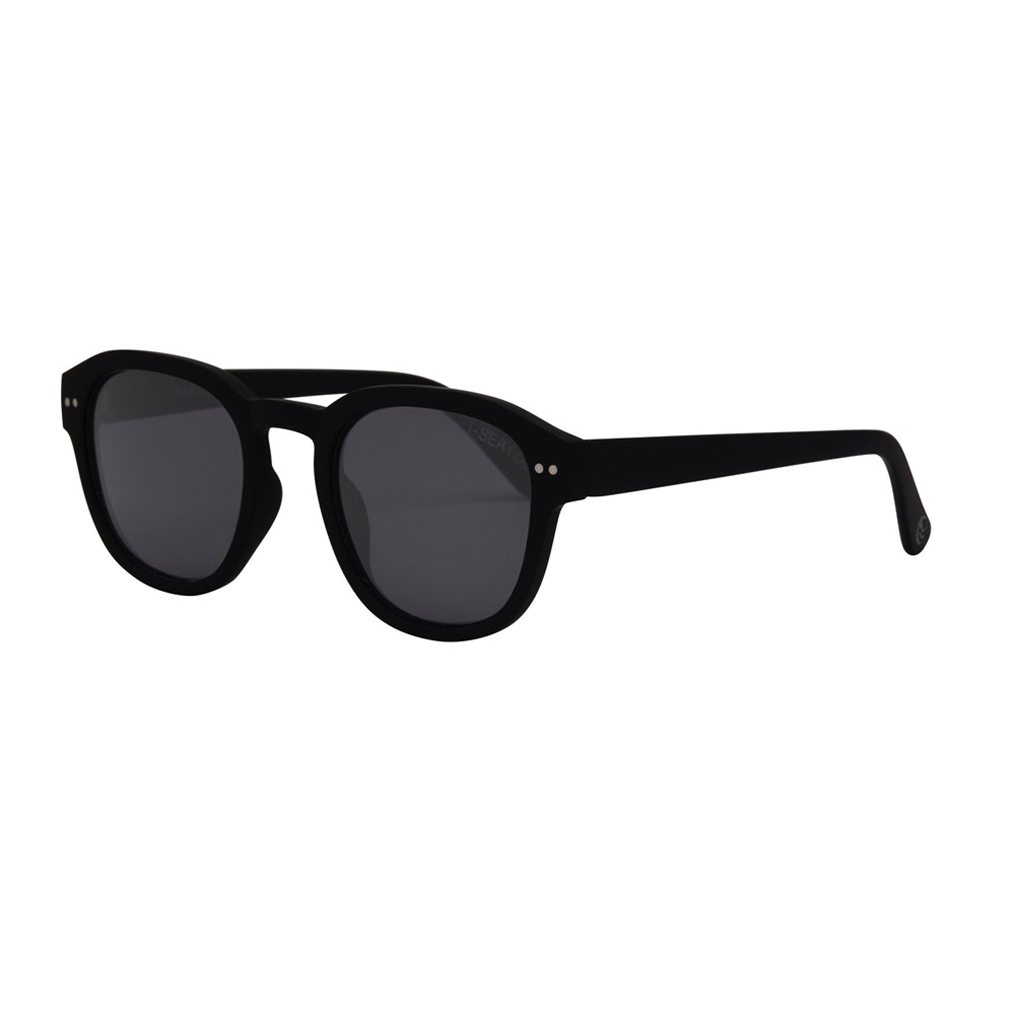 Black sunglasses on a white background.
BLACK / SMOKE POLARIZED LENS