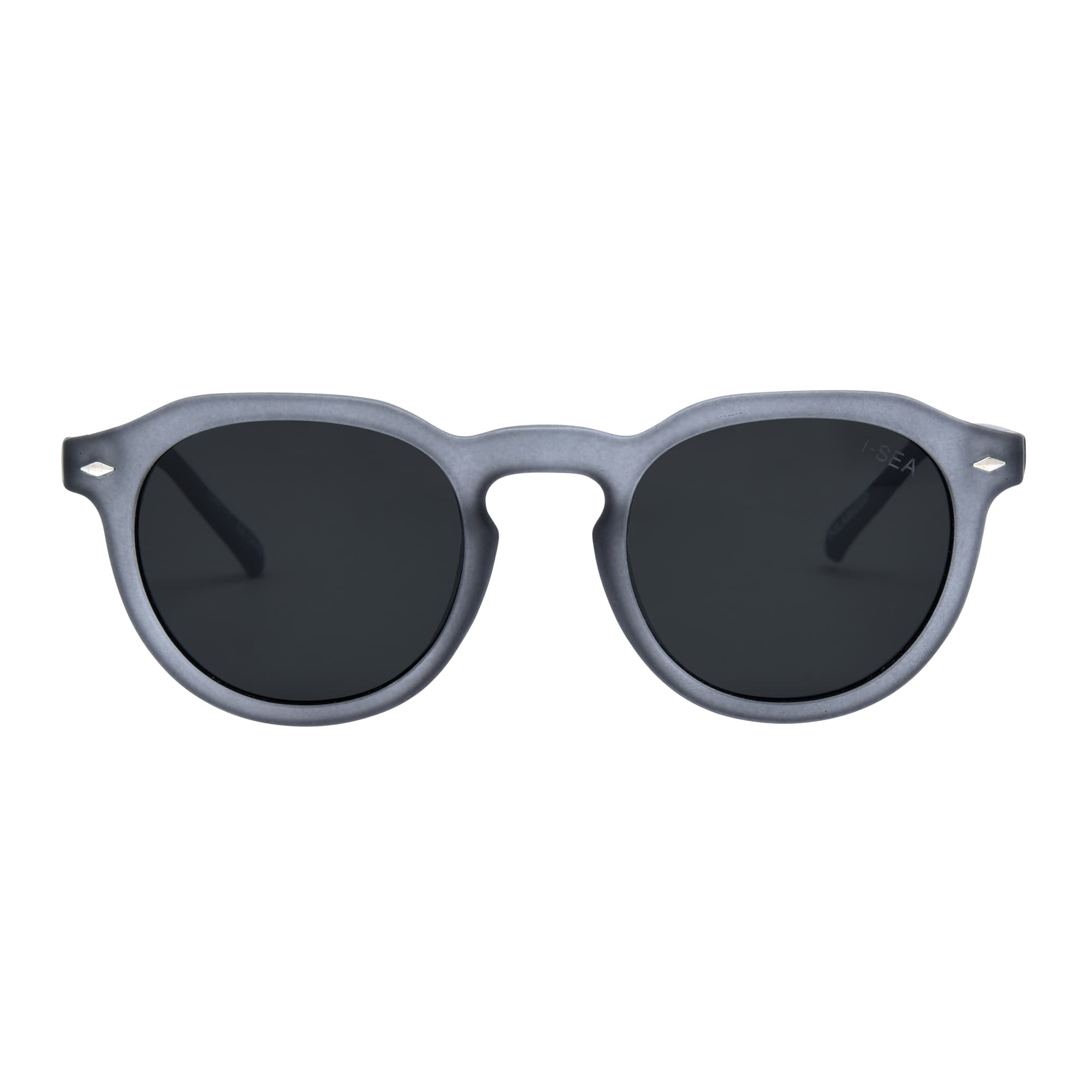 Gray sunglasses with dark lenses on a white background.
GREY / SMOKE POLARIZED LENS