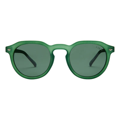 Green sunglasses with dark lenses on a white background.
KALE / GREEN POLARIZED LENS