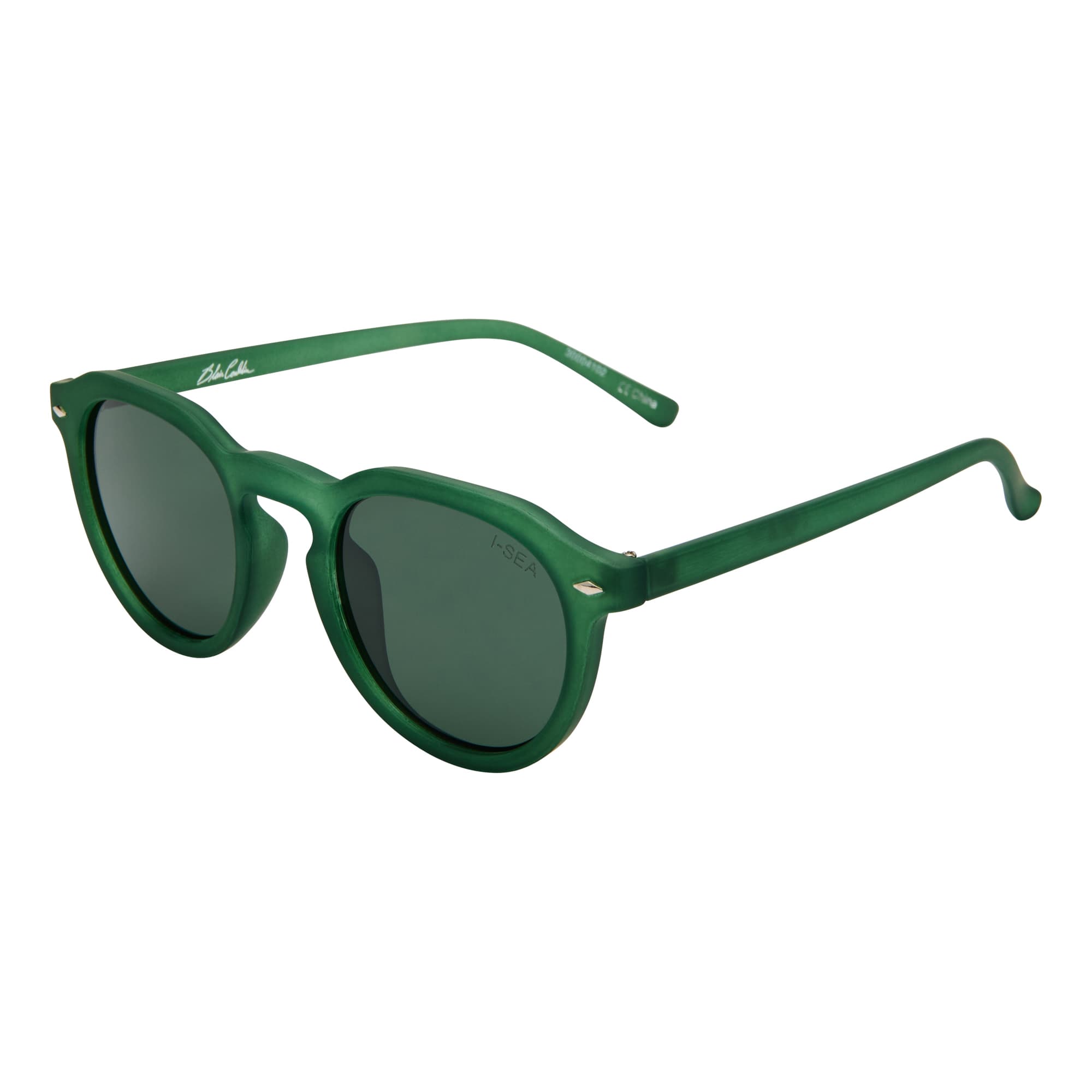 Green sunglasses with dark lenses on a white background.
KALE / GREEN POLARIZED LENS