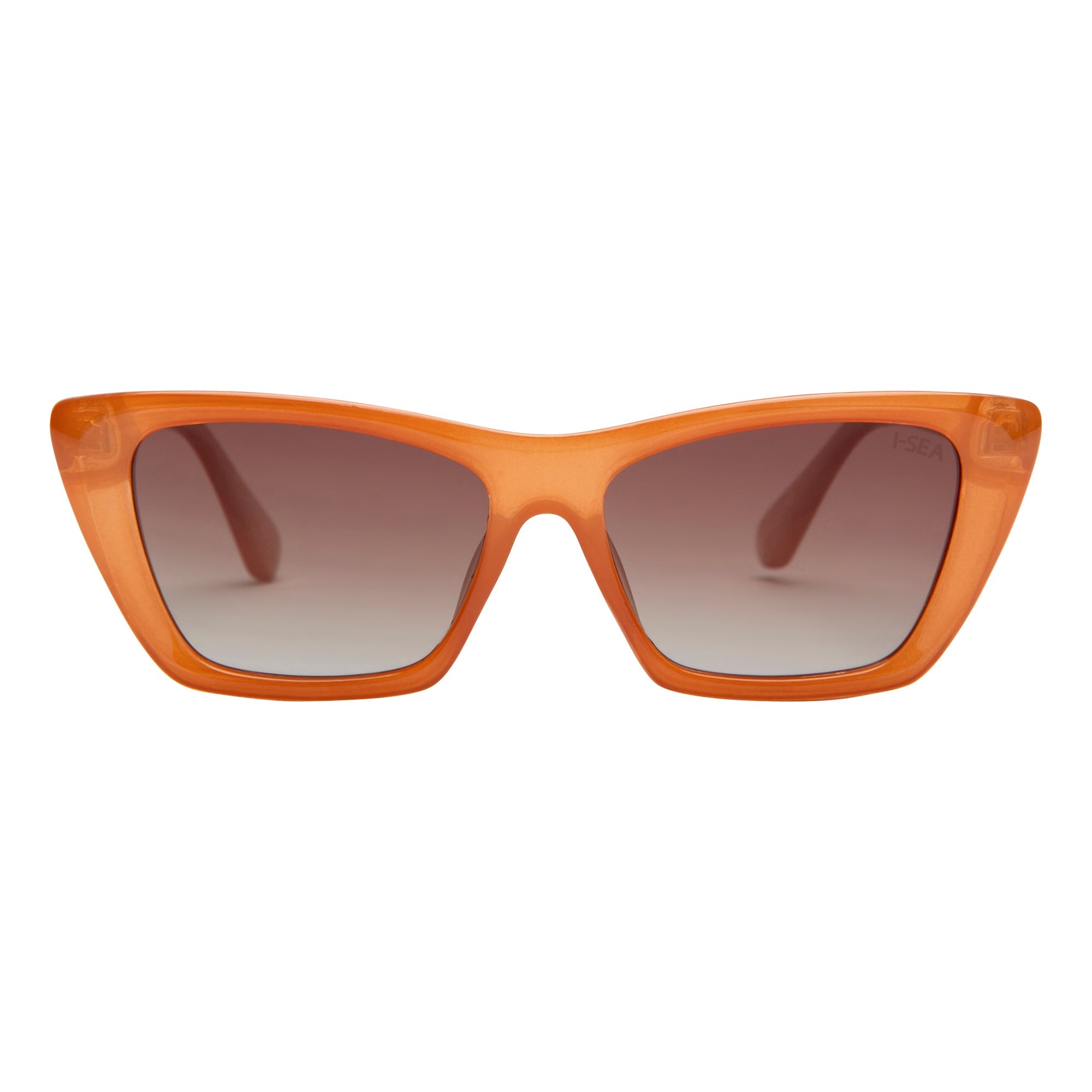 Orange sunglasses with brown gradient lenses on a white background.
APRICOT / BROWN POLARIZED LENS
