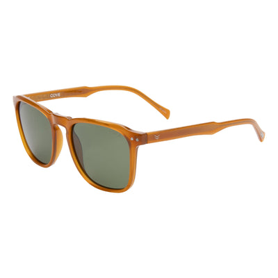 Orange sunglasses with a white background.
SUNSHINE / GREEN POLARIZED LENS