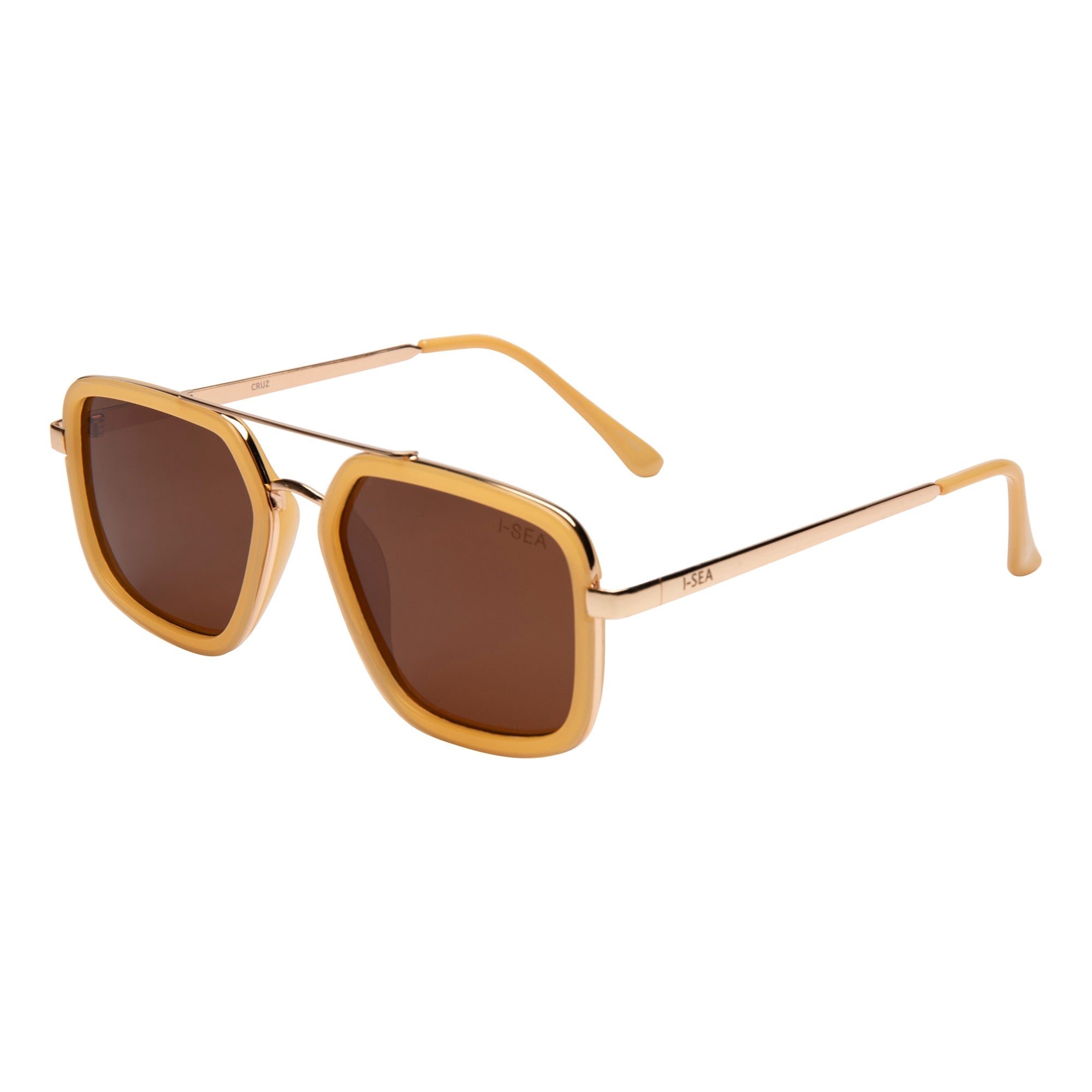 White sunglasses with black lenses on a white background.
PINEAPPLE / BROWN POLARIZED LENS