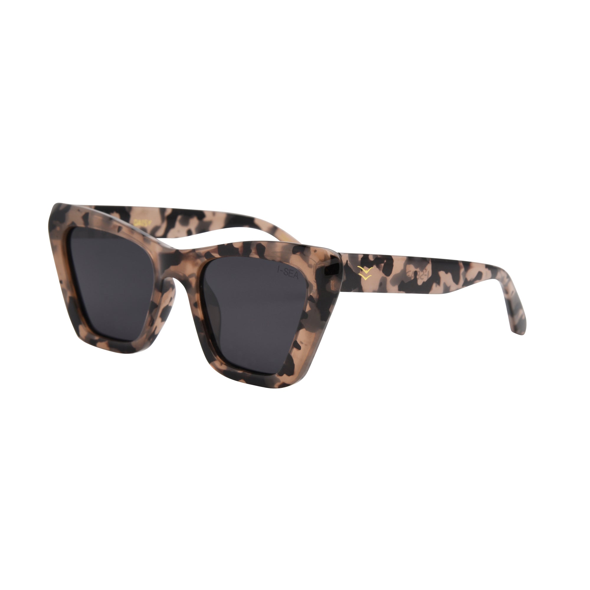 Black sunglasses on a white background.
BLONDE TORT / SMOKE POLARIZED LENS