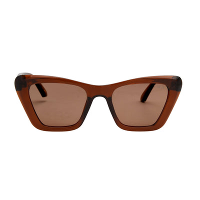 Brown sunglasses with a white background.
COLA / ROSE POLARIZED LENS