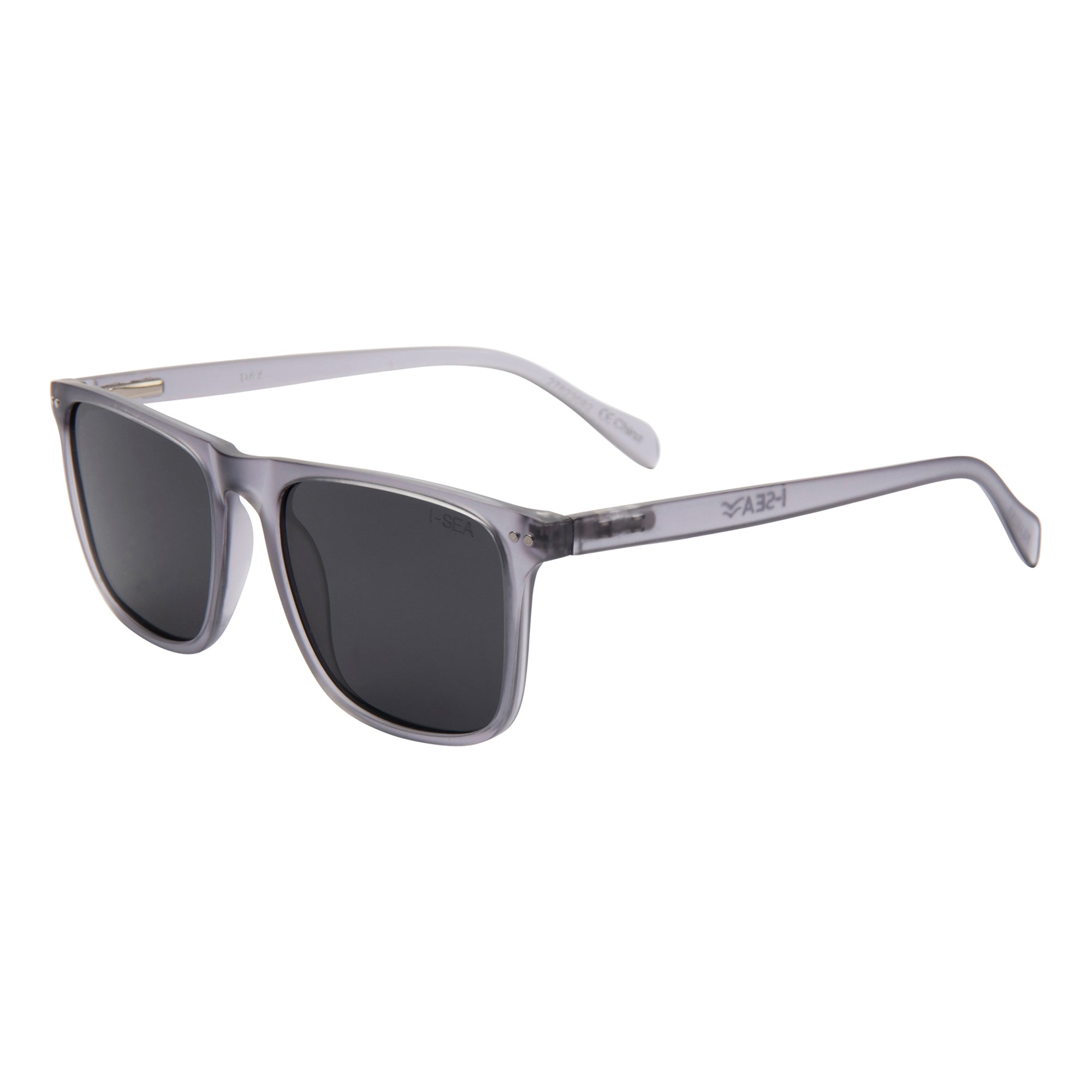 White sunglasses with dark lenses on a white background.
GREY / SMOKE POLARIZED LENS