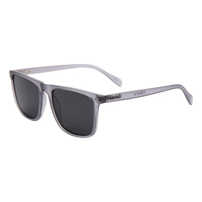 White sunglasses with dark lenses on a white background.
GREY / SMOKE POLARIZED LENS