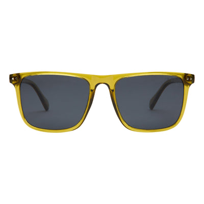 Yellow sunglasses with dark lenses on a white background.
OLIVE / SMOKE POLARIZED LENS