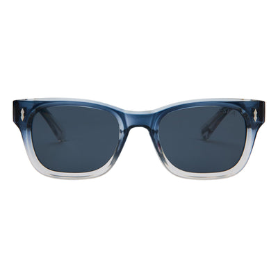 Blue sunglasses with a gradient effect on a white background.
OCEAN / SMOKE POLARIZED LENS