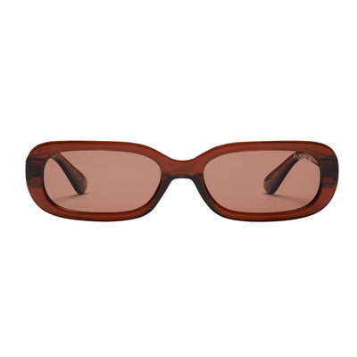 Sunglasses with brown frame and lenses on a white background.
TAUPE / TAUPE POLARIZED LENS