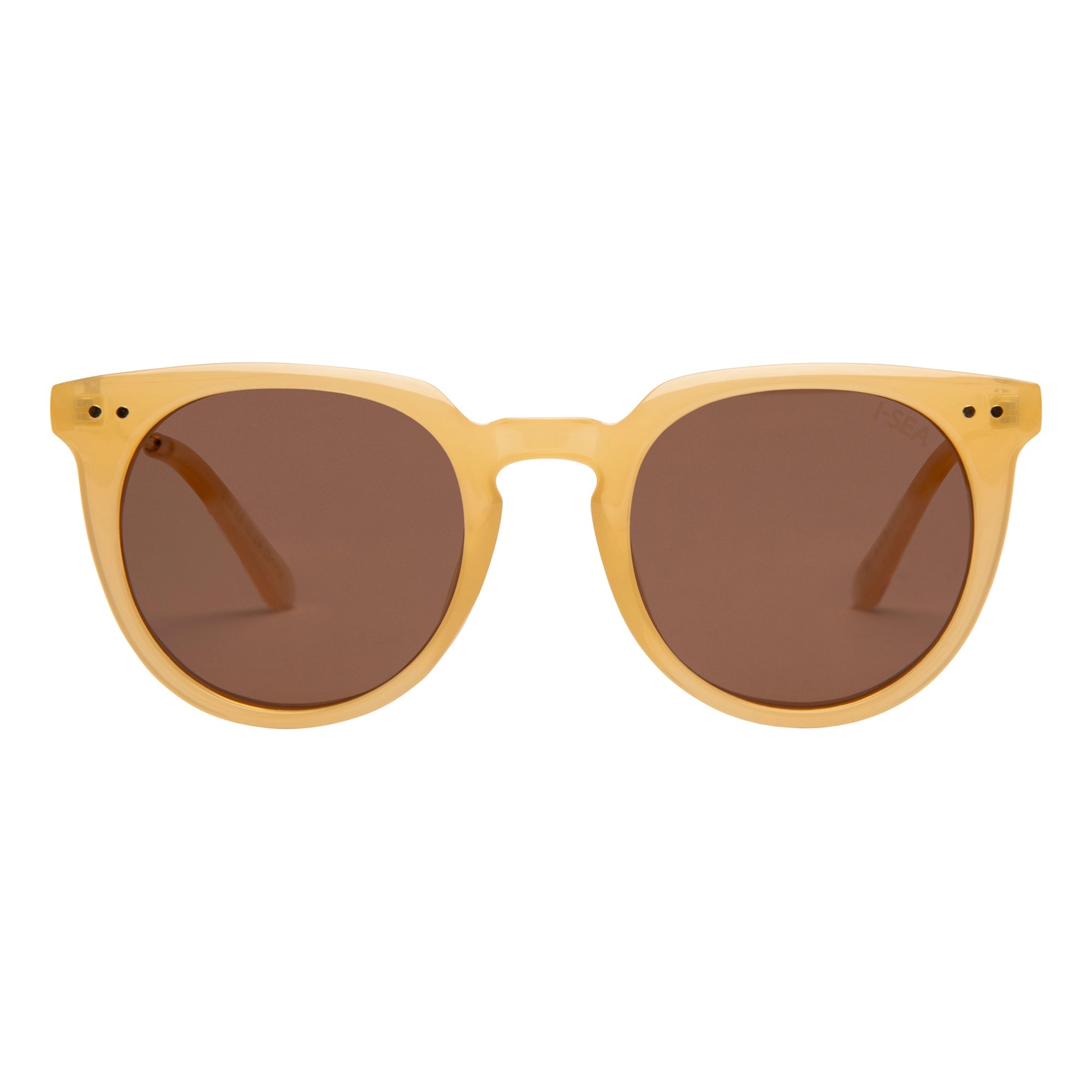 Beige sunglasses with brown lenses on a white background.
PINEAPPLE / BROWN POLARIZED LENS