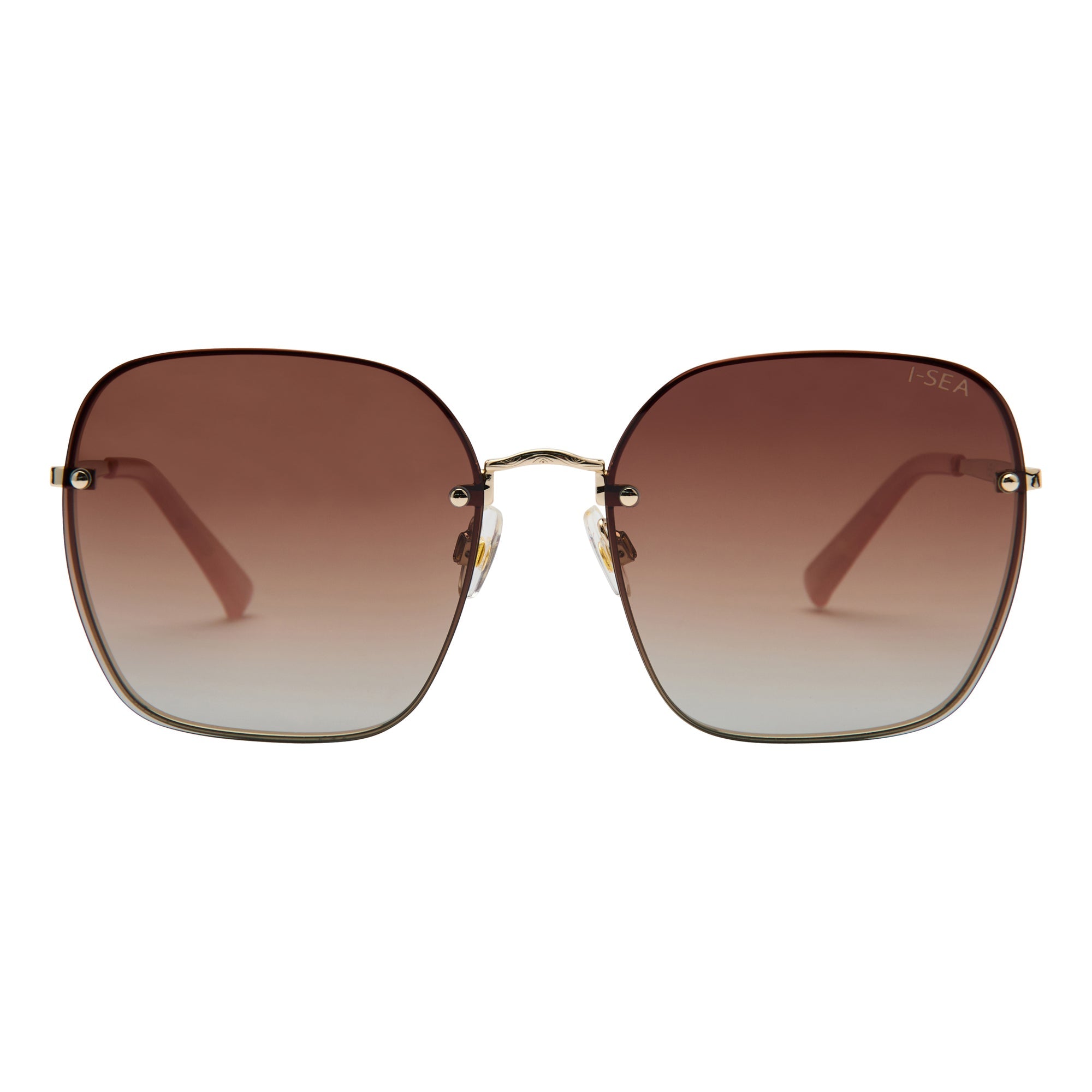 Sunglasses with brown gradient lenses and gold frame on a white background.
GOLD / BROWN GRADIENT POLARIZED LENS