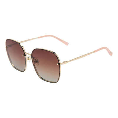 Sunglasses with gold frame and brown gradient lenses on a white background.
GOLD / BROWN GRADIENT POLARIZED LENS