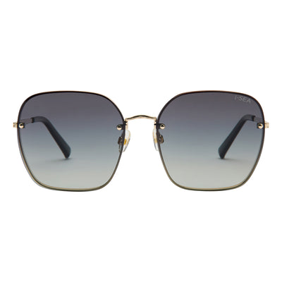 Sunglasses with gold frame and dark gradient lenses on a white background.
GOLD / SMOKE GRADIENT POLARIZED LENS