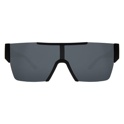 Black sunglasses with a wide frame on a white background.
BLACK / SMOKE POLARIZED LENS