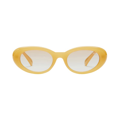 Yellow sunglasses with a white background.
LEMON / BROWN GRADIENT POLARIZED LENS