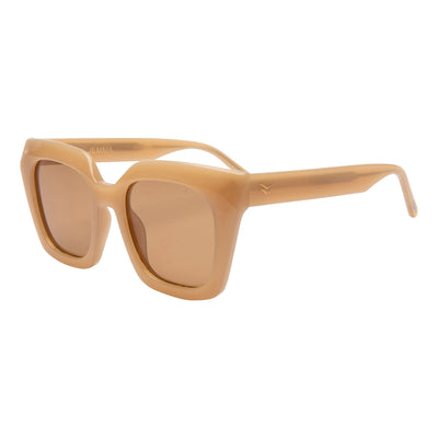Beige sunglasses with brown lenses on a white background.
VANILLA / BROWN LENS