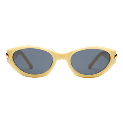 Yellow sunglasses with dark lenses on a white background.
LEMONADE / SMOKE POLARIZED LENS