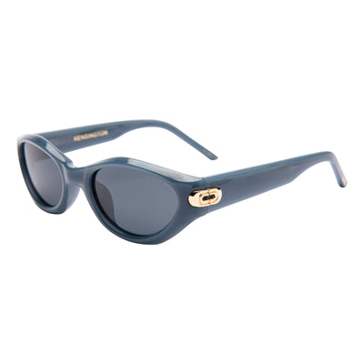 Blue sunglasses with a gold accent on a white background.
MALIBU BLUE / SMOKE POLARIZED LENS