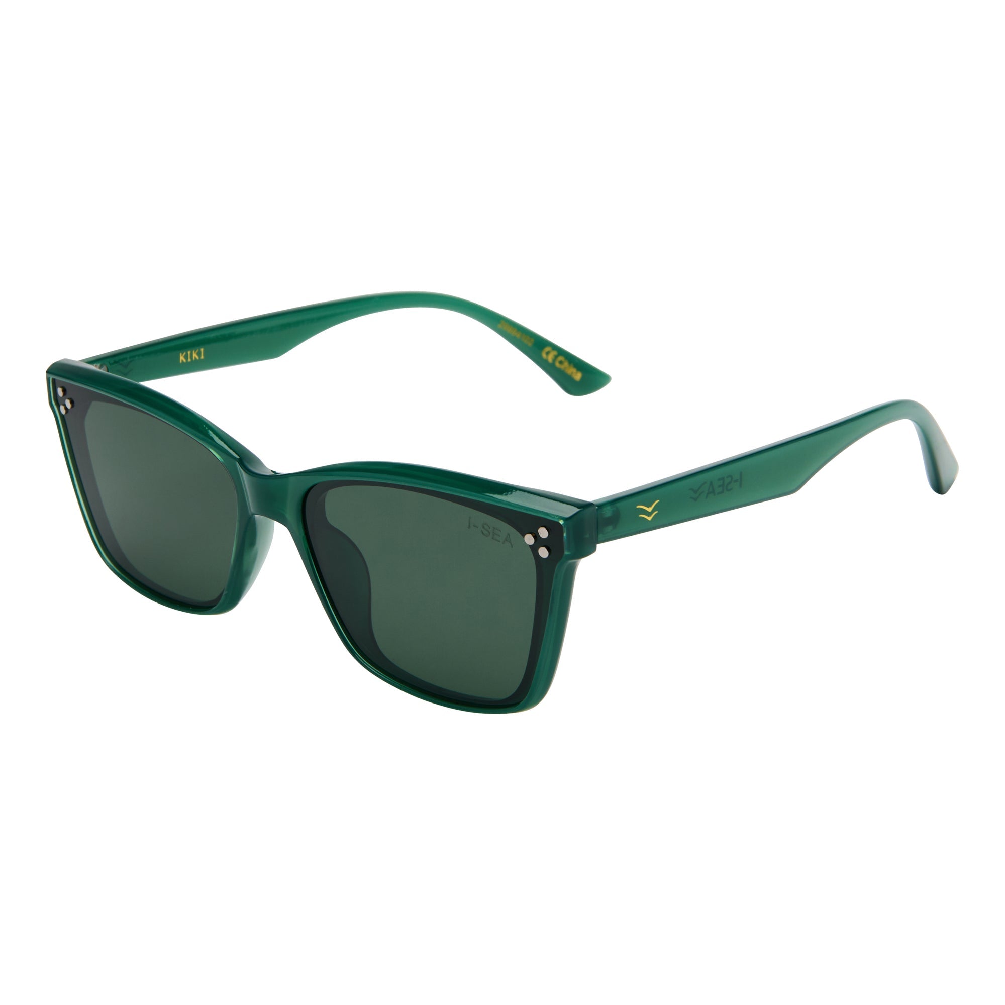 Green sunglasses with a white background.
KALE / GREEN POLARIZED LENS