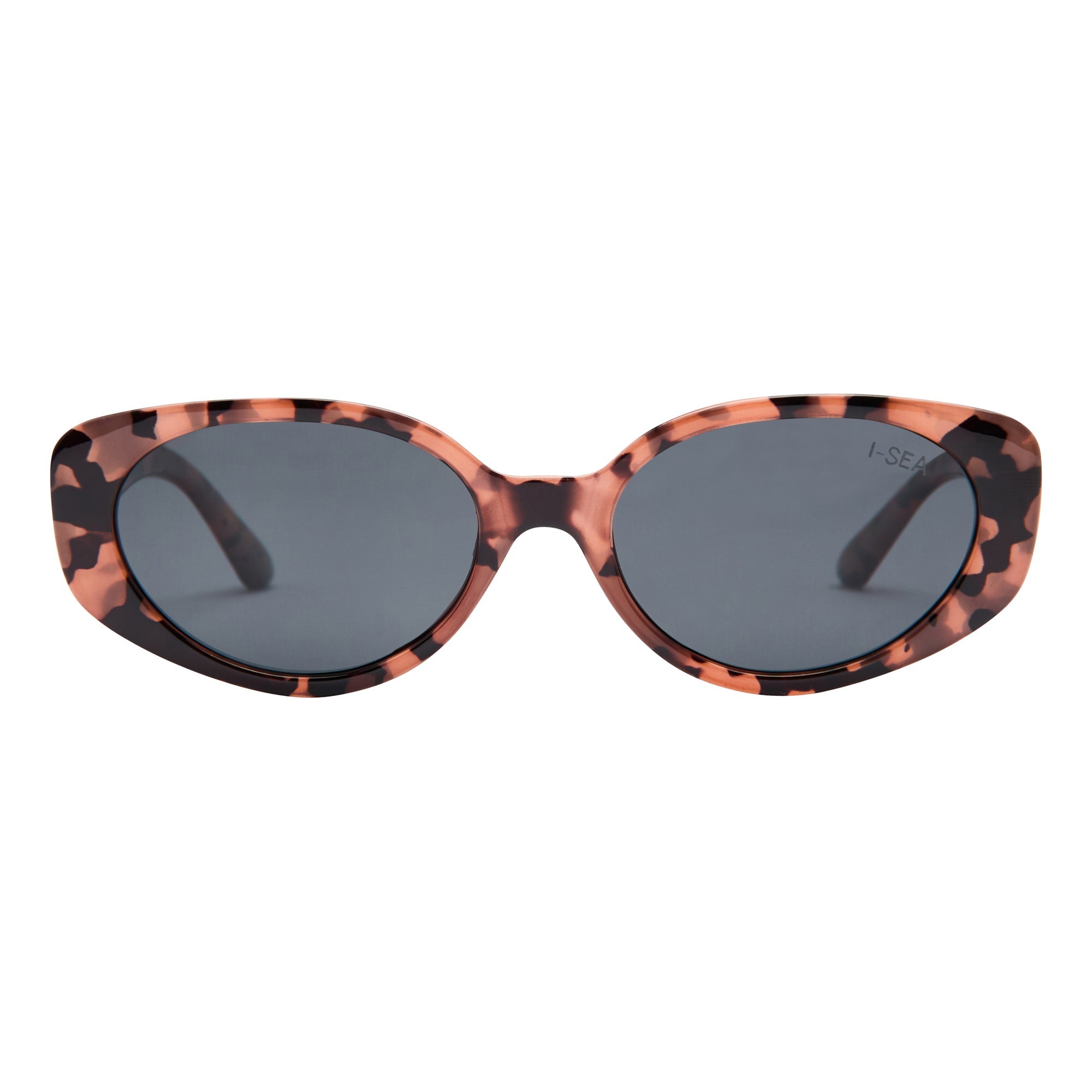 Sunglasses with tortoiseshell frame and dark lenses on a white background.
BLONDE TORT / SMOKE POLARIZED LENS